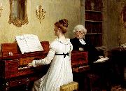 Edmund Blair Leighton Singing to the reverend oil painting on canvas